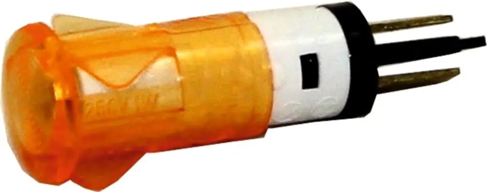 Stecker mit orangefarbenem Gehäuse und zwei Metallstiften, passend für Elektrogeräte, hergestellt von Wolf.